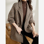 Women's Houndstooth Blazer – Oversized Longline Fit