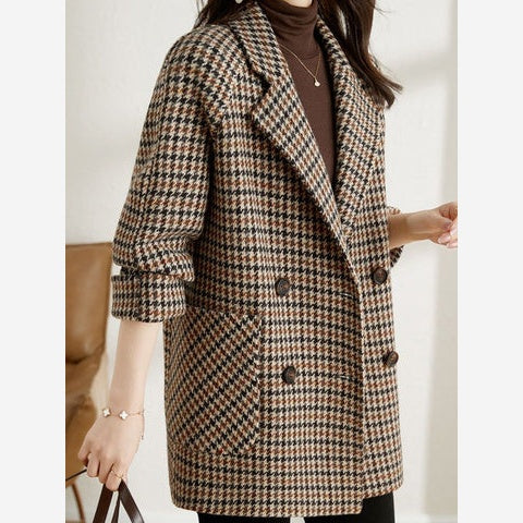 Women's Houndstooth Blazer – Oversized Longline Fit