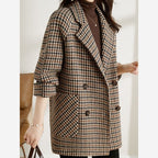 Women's Houndstooth Blazer – Oversized Longline Fit