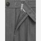 Men's Herringbone Trousers – High Waist Pleated Straight Leg