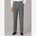 Men's Herringbone Trousers – High Waist Pleated Straight Leg