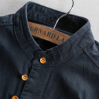 Men's Cotton Shirt – Mandarin Collar Button Front