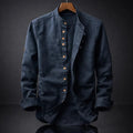 Men's Cotton Shirt – Mandarin Collar Button Front