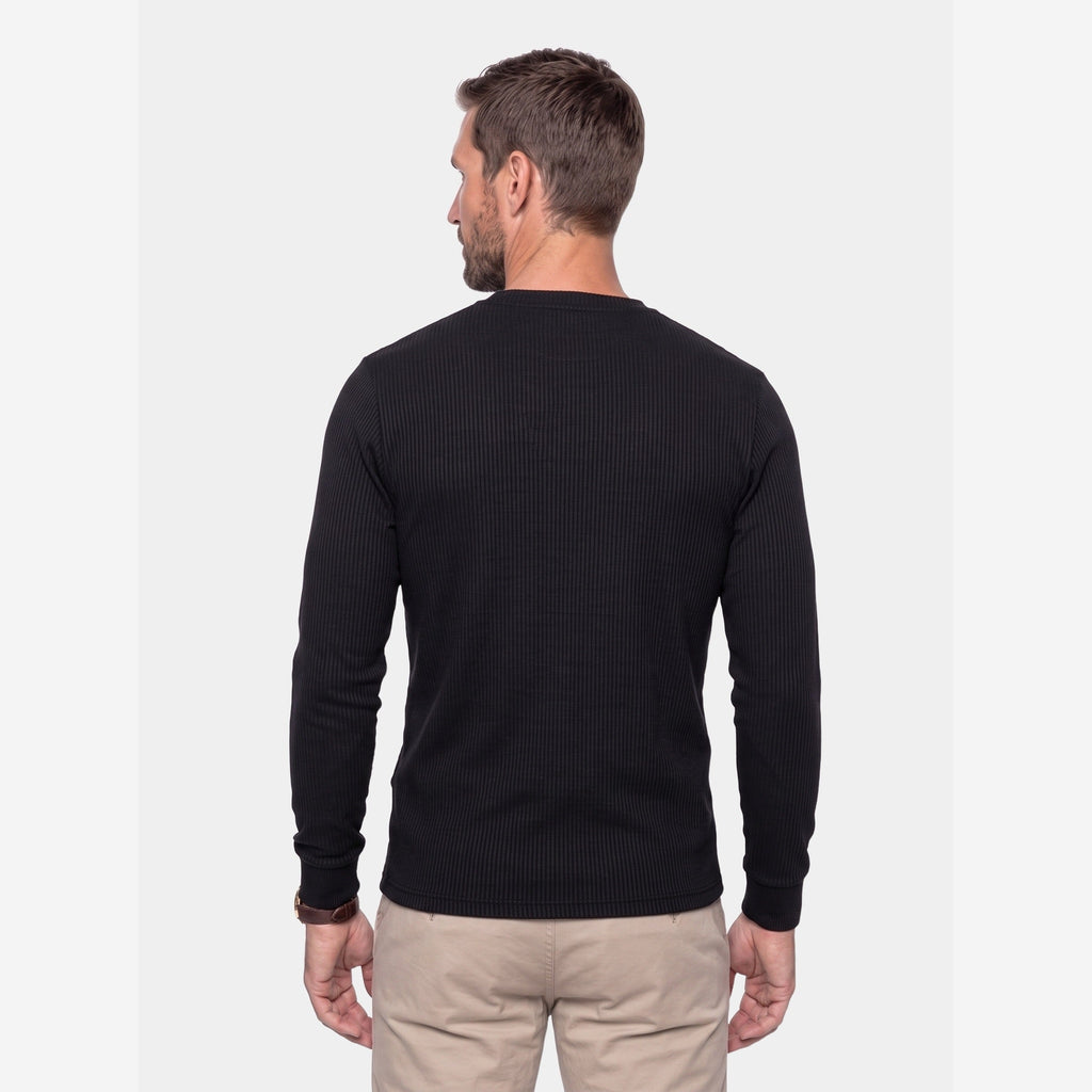 Men's Ribbed Long Sleeve Polo Shirt – Contrast Trim