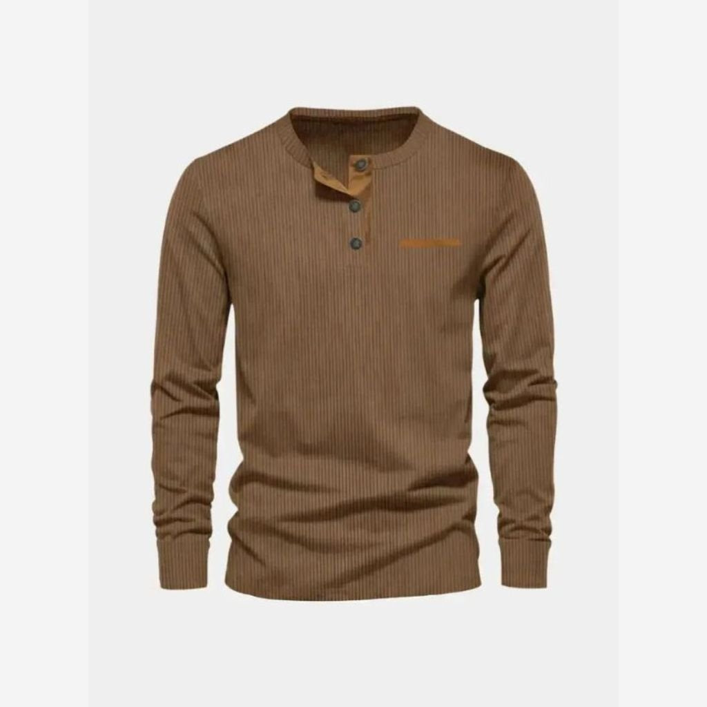 Men's Ribbed Long Sleeve Polo Shirt – Contrast Trim