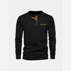 Men's Ribbed Long Sleeve Polo Shirt – Contrast Trim