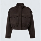 Women's Cropped Faux Suede Jacket – Utility Style