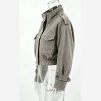 Women's Cropped Faux Suede Jacket – Utility Style