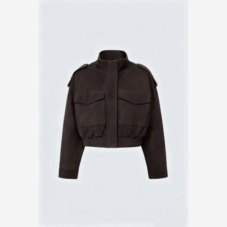 Women's Cropped Faux Suede Jacket – Utility Style