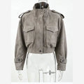 Women's Cropped Faux Suede Jacket – Utility Style