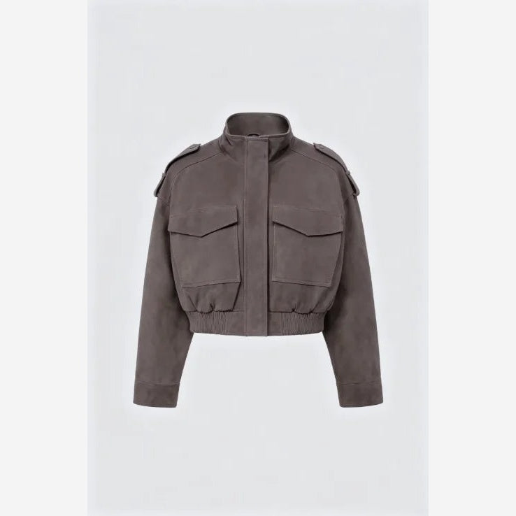 Women's Cropped Faux Suede Jacket – Utility Style