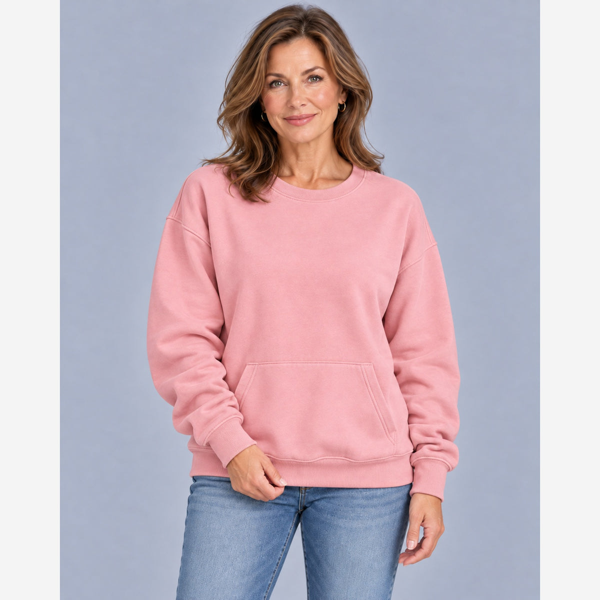 Women's Oversized Sweatshirt – Crew Neck Kangaroo Pocket