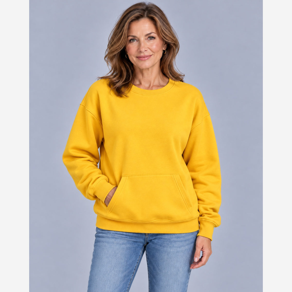 Women's Oversized Sweatshirt – Crew Neck Kangaroo Pocket