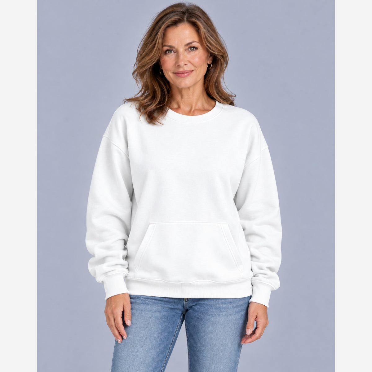 Women's Oversized Sweatshirt – Crew Neck Kangaroo Pocket