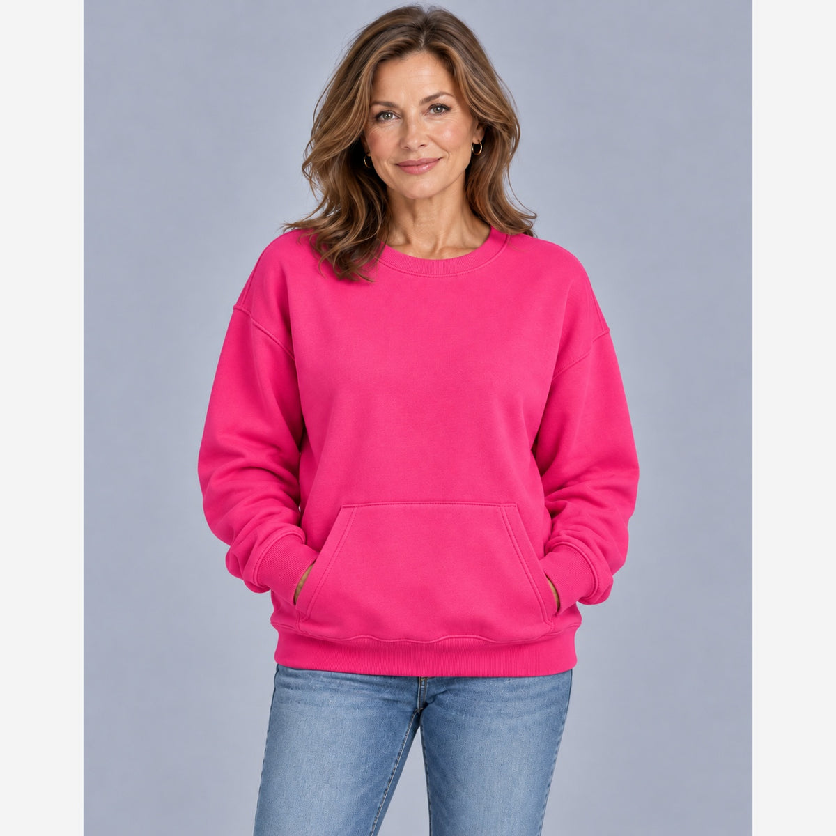 Women's Oversized Sweatshirt – Crew Neck Kangaroo Pocket
