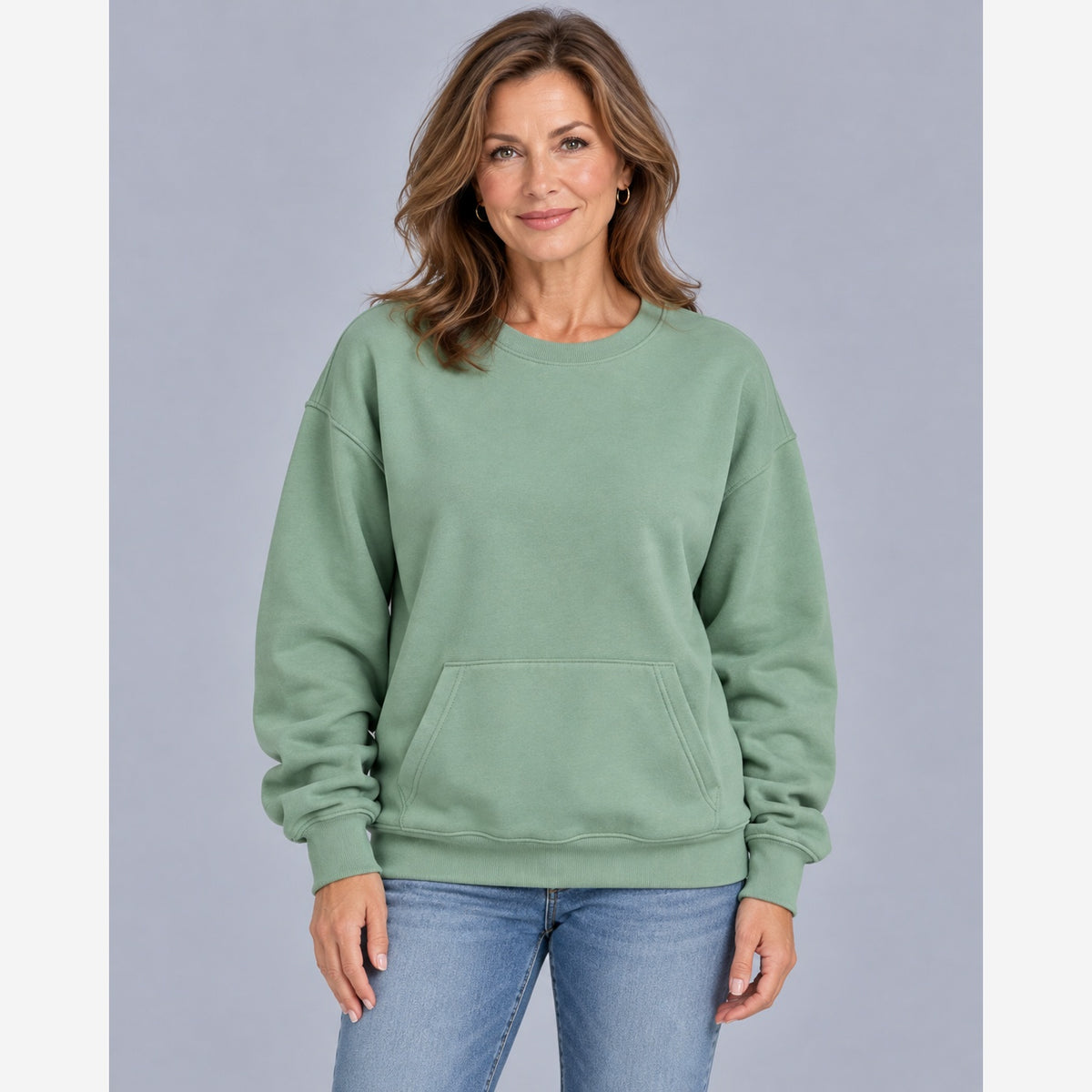 Women's Oversized Sweatshirt – Crew Neck Kangaroo Pocket