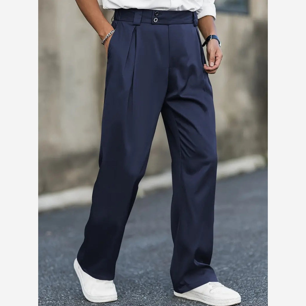 Men's Wide Leg Tailored Trousers – Pleated Relaxed Fit
