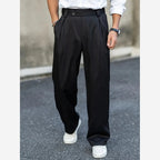 Men's Wide Leg Tailored Trousers – Pleated Relaxed Fit
