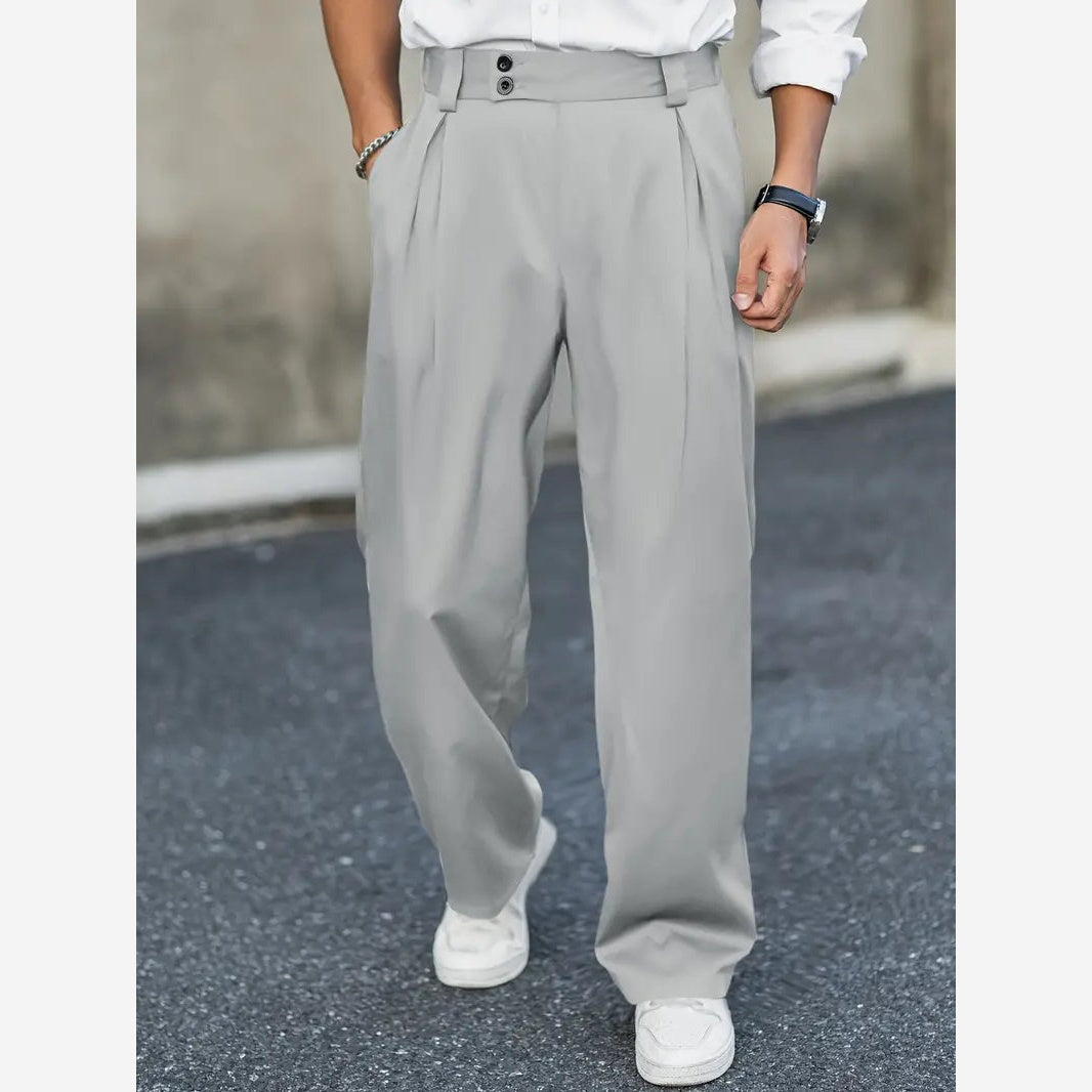 Men's Wide Leg Tailored Trousers – Pleated Relaxed Fit