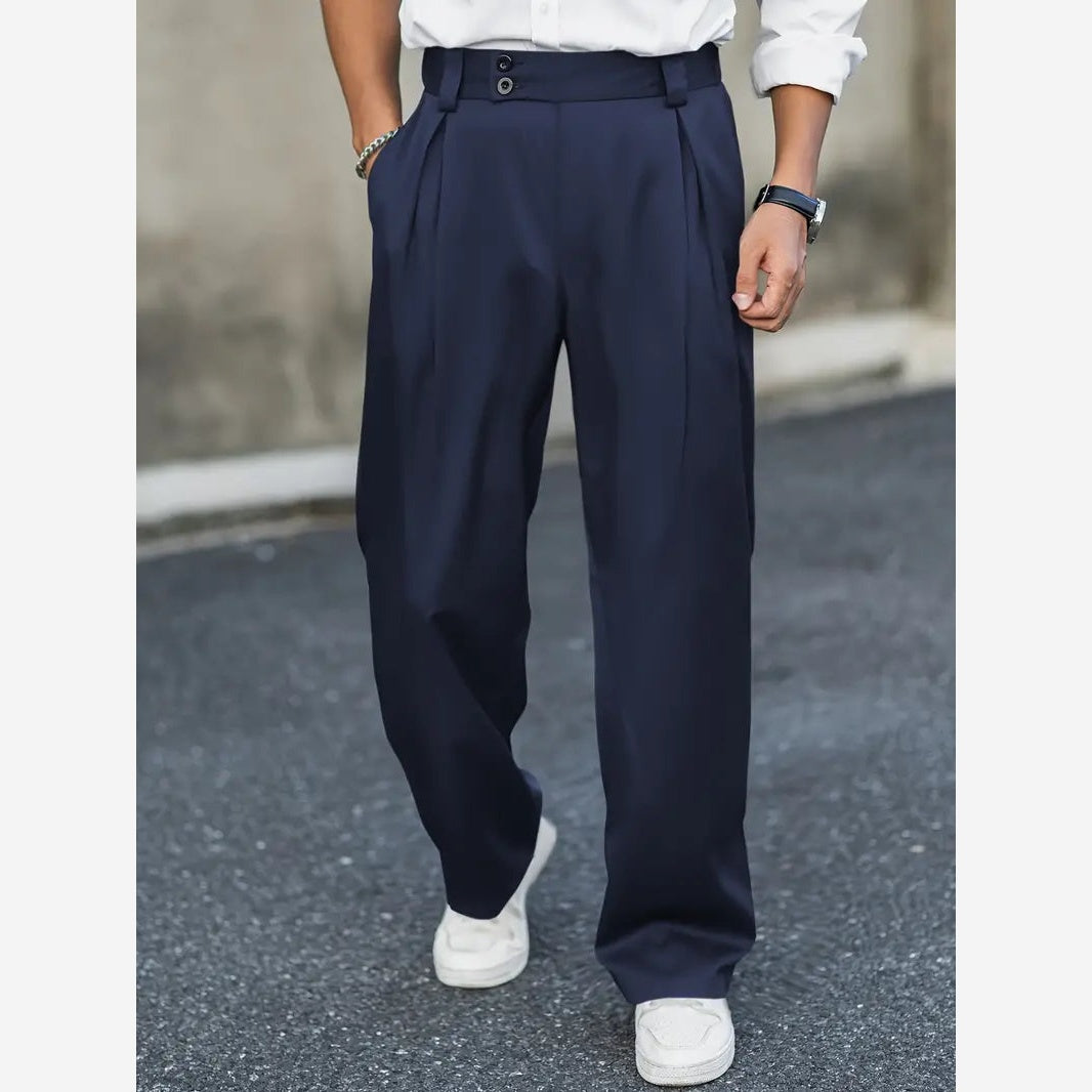 Men's Wide Leg Tailored Trousers – Pleated Relaxed Fit