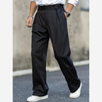 Men's Wide Leg Tailored Trousers – Pleated Relaxed Fit
