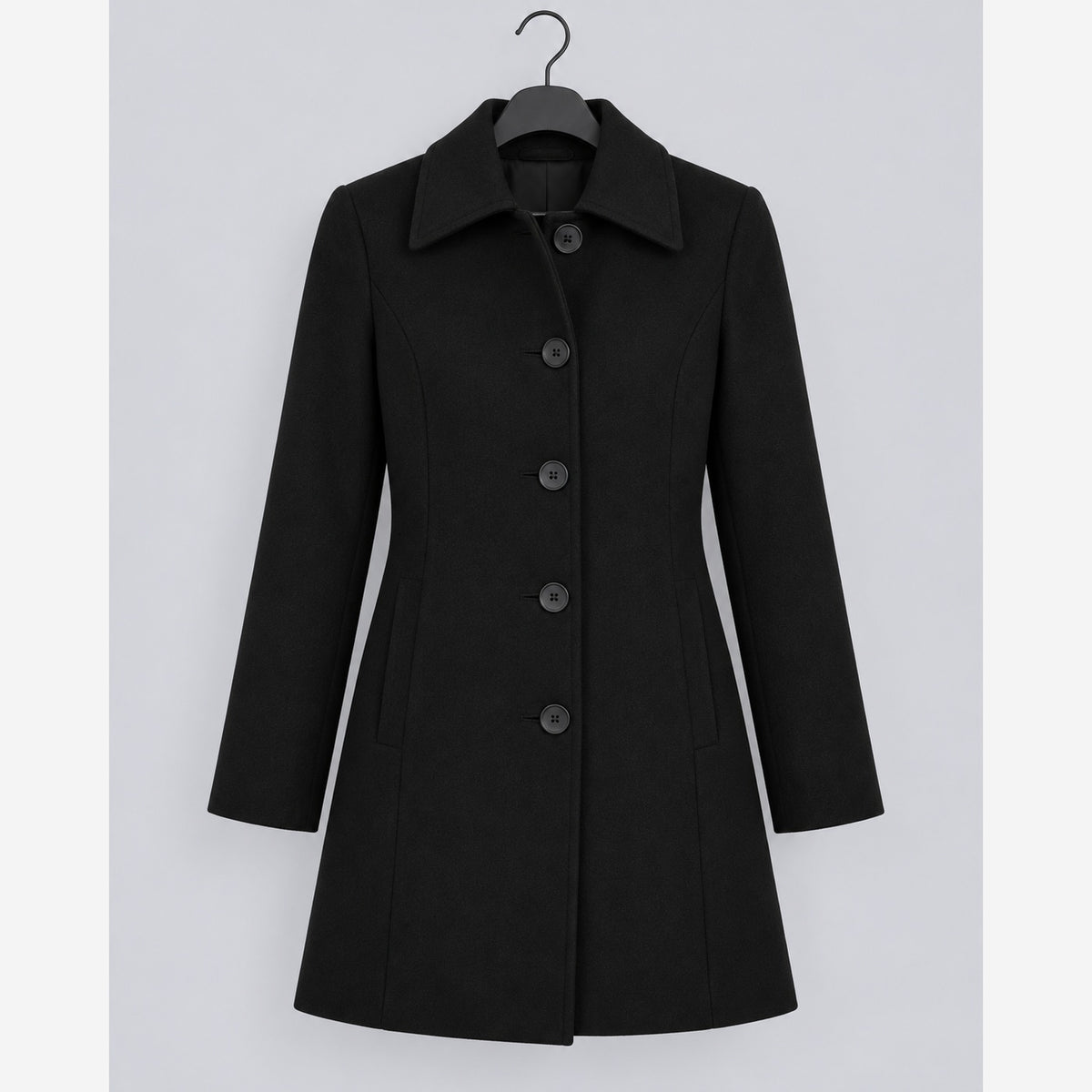 Women's fit and flare coat in Black