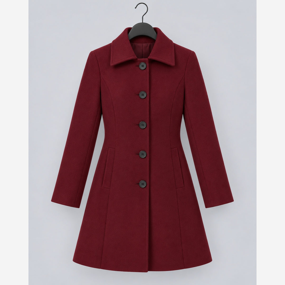 Women's fit and flare coat in Dark Red