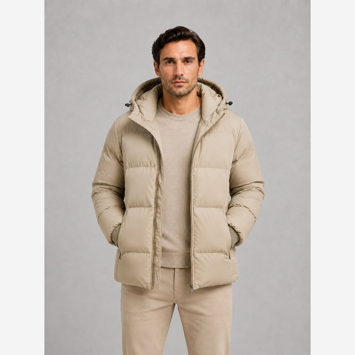 Men's Puffer Winter Jacket – Hooded Quilted Design