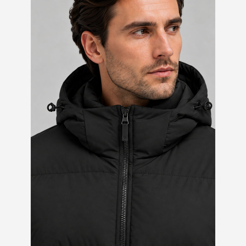 Men's Puffer Winter Jacket – Hooded Quilted Design