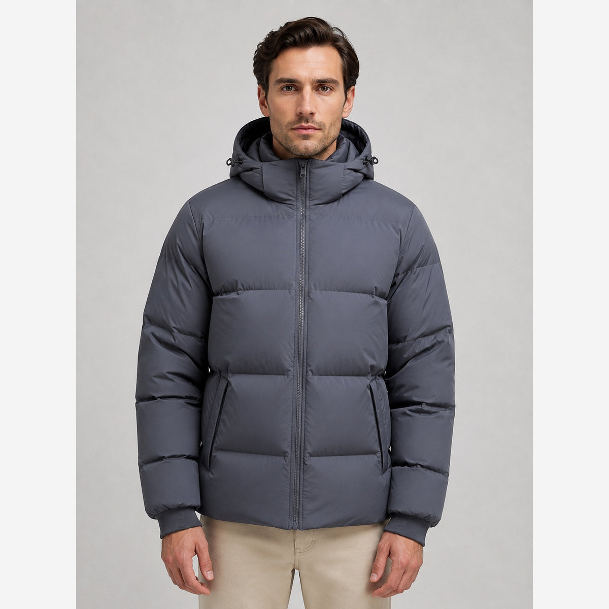 Men's Puffer Winter Jacket – Hooded Quilted Design