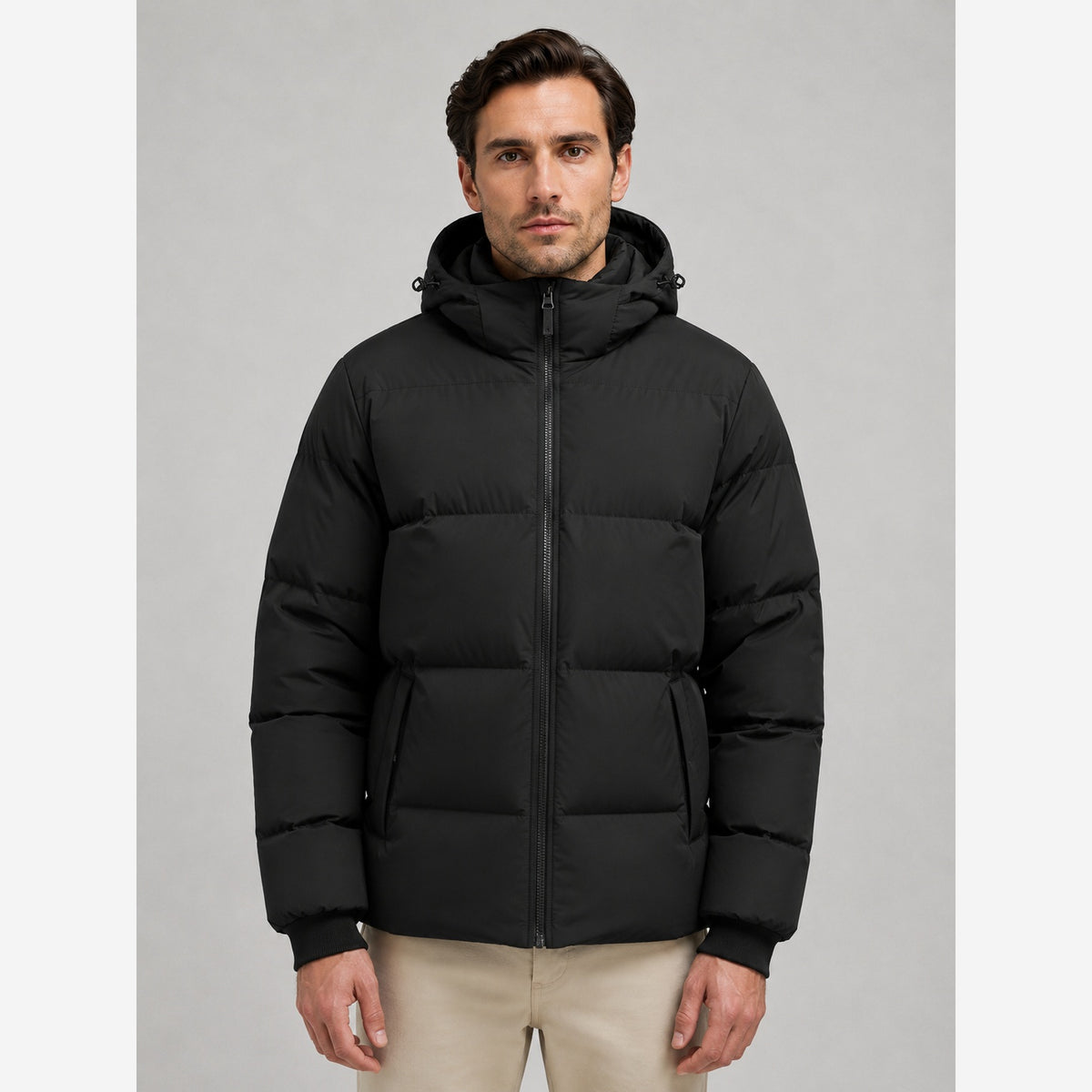 Men's Puffer Winter Jacket – Hooded Quilted Design