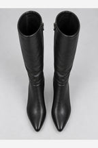 Women's Black Knee High Boots – Pointed Toe Block Heel