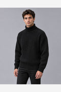 Men's Chunky Ribbed Roll Neck Jumper – Relaxed Fit