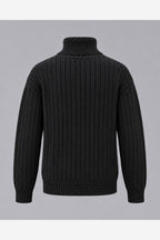 Men's Chunky Ribbed Roll Neck Jumper – Relaxed Fit