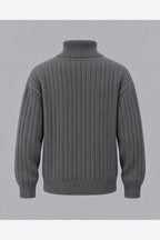 Men's Chunky Ribbed Roll Neck Jumper – Relaxed Fit