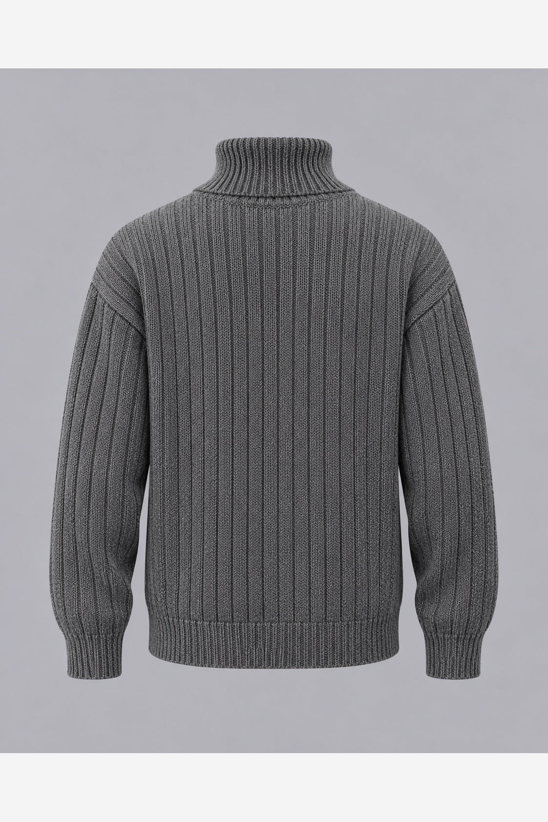 Men's Chunky Ribbed Roll Neck Jumper – Relaxed Fit