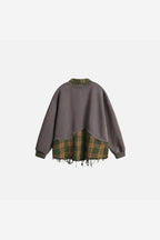 Men's Layered Look Sweatshirt – Plaid Patchwork Detail