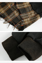 Men's Layered Look Sweatshirt – Plaid Patchwork Detail