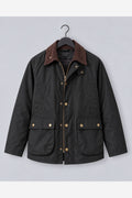 Men's Waxed Look Field Jacket – Corduroy Collar Utility Pockets