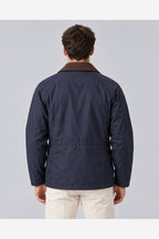 Men's Waxed Look Field Jacket – Corduroy Collar Utility Pockets