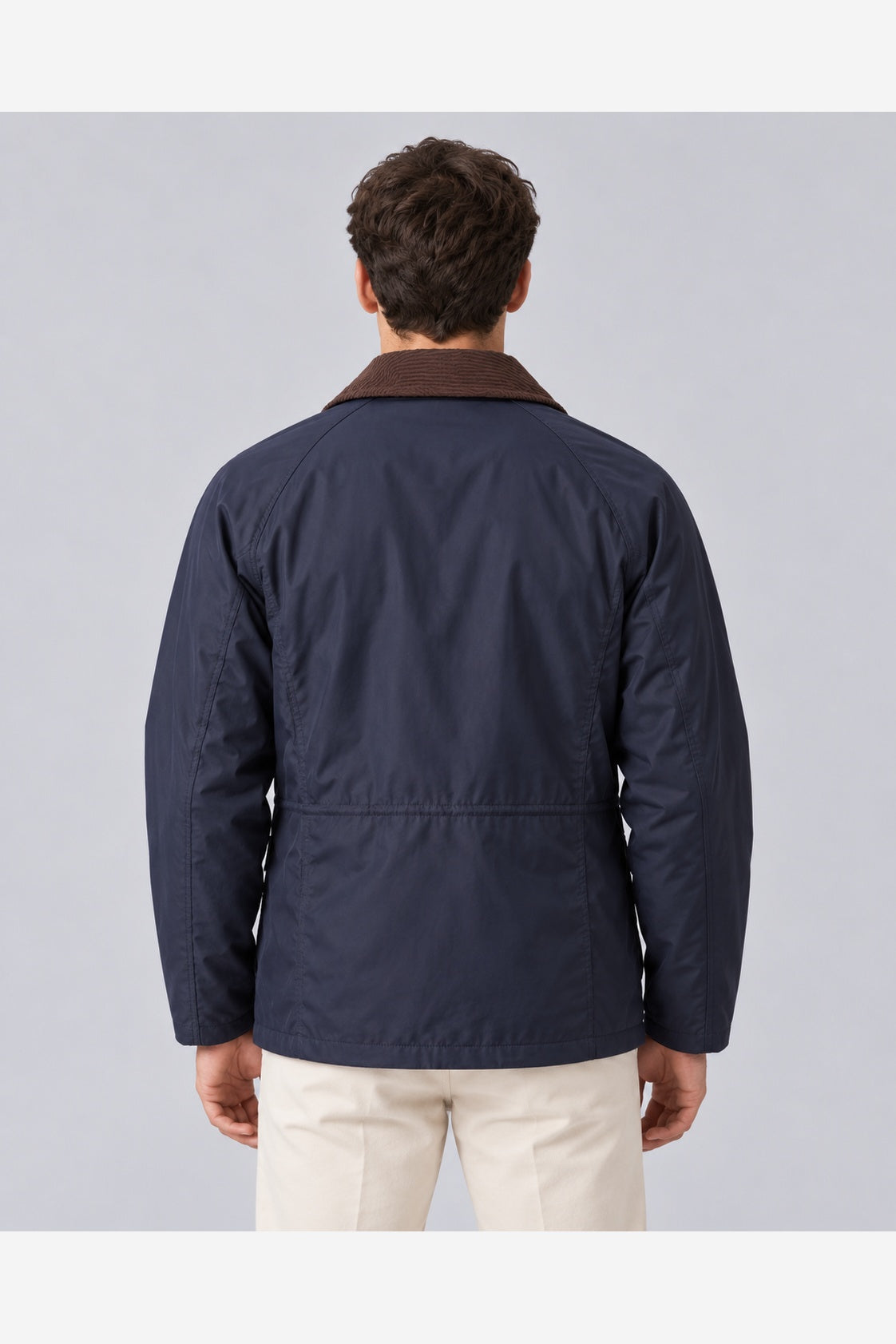 Men's Waxed Look Field Jacket – Corduroy Collar Utility Pockets