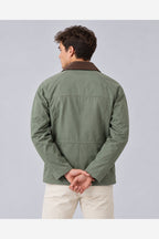 Men's Waxed Look Field Jacket – Corduroy Collar Utility Pockets