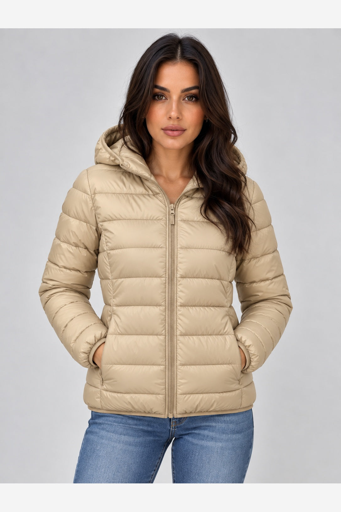 Women's Lightweight Puffer Jacket – Hooded Quilted Design