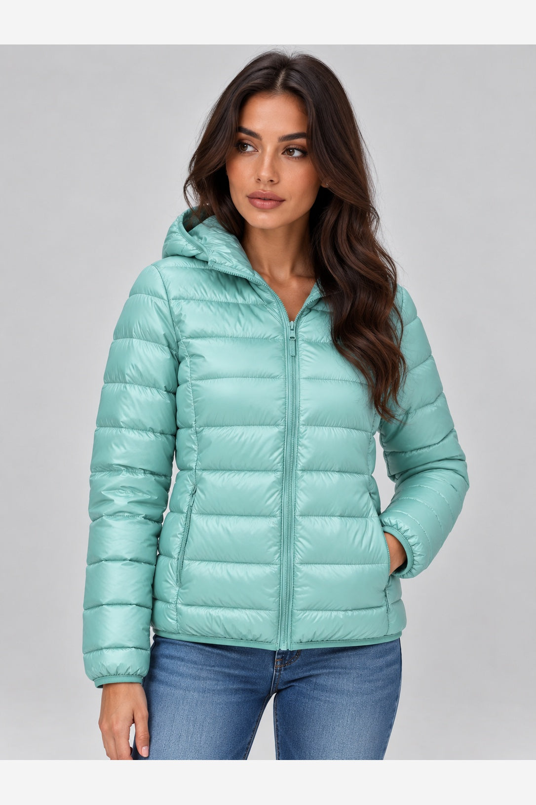 Women's Lightweight Puffer Jacket – Hooded Quilted Design