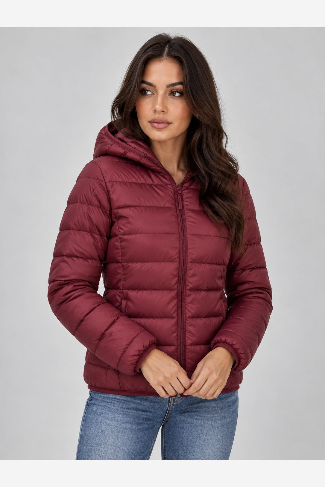 Women's Lightweight Puffer Jacket – Hooded Quilted Design