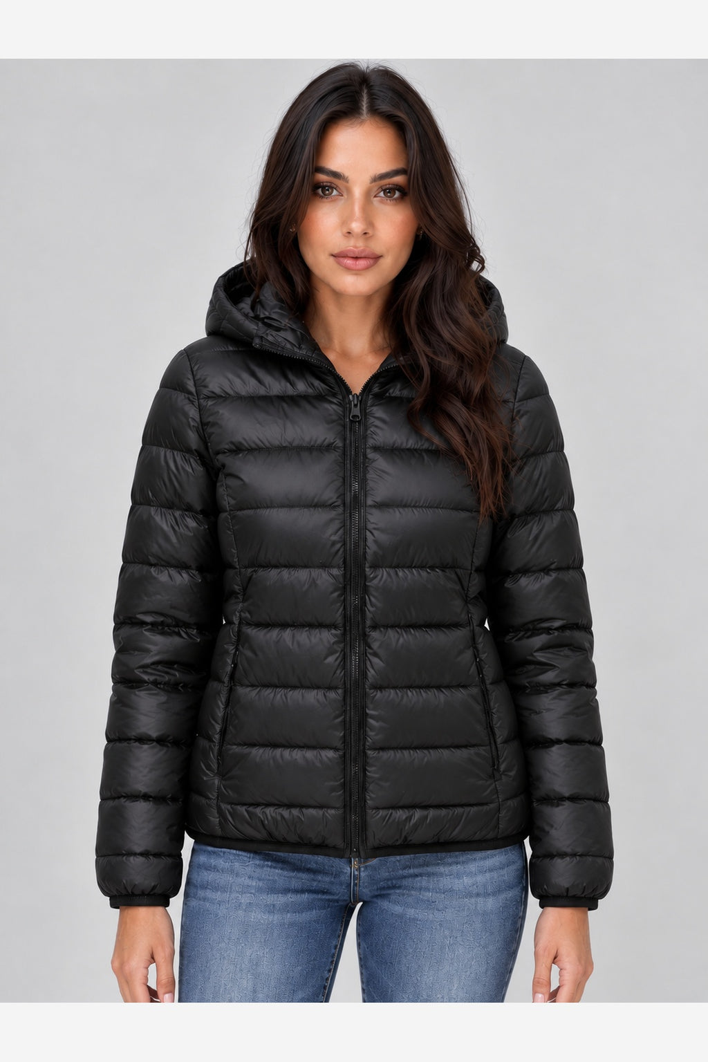 Women's Lightweight Puffer Jacket – Hooded Quilted Design