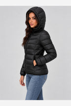 Women's Lightweight Puffer Jacket – Hooded Quilted Design