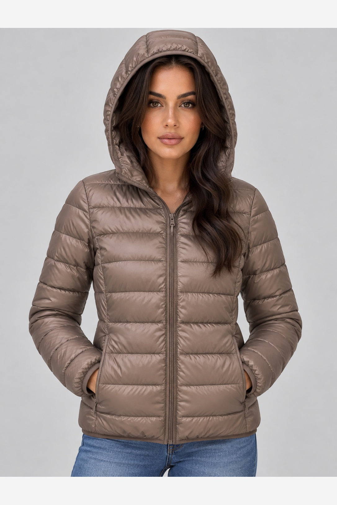 Women's Lightweight Puffer Jacket – Hooded Quilted Design