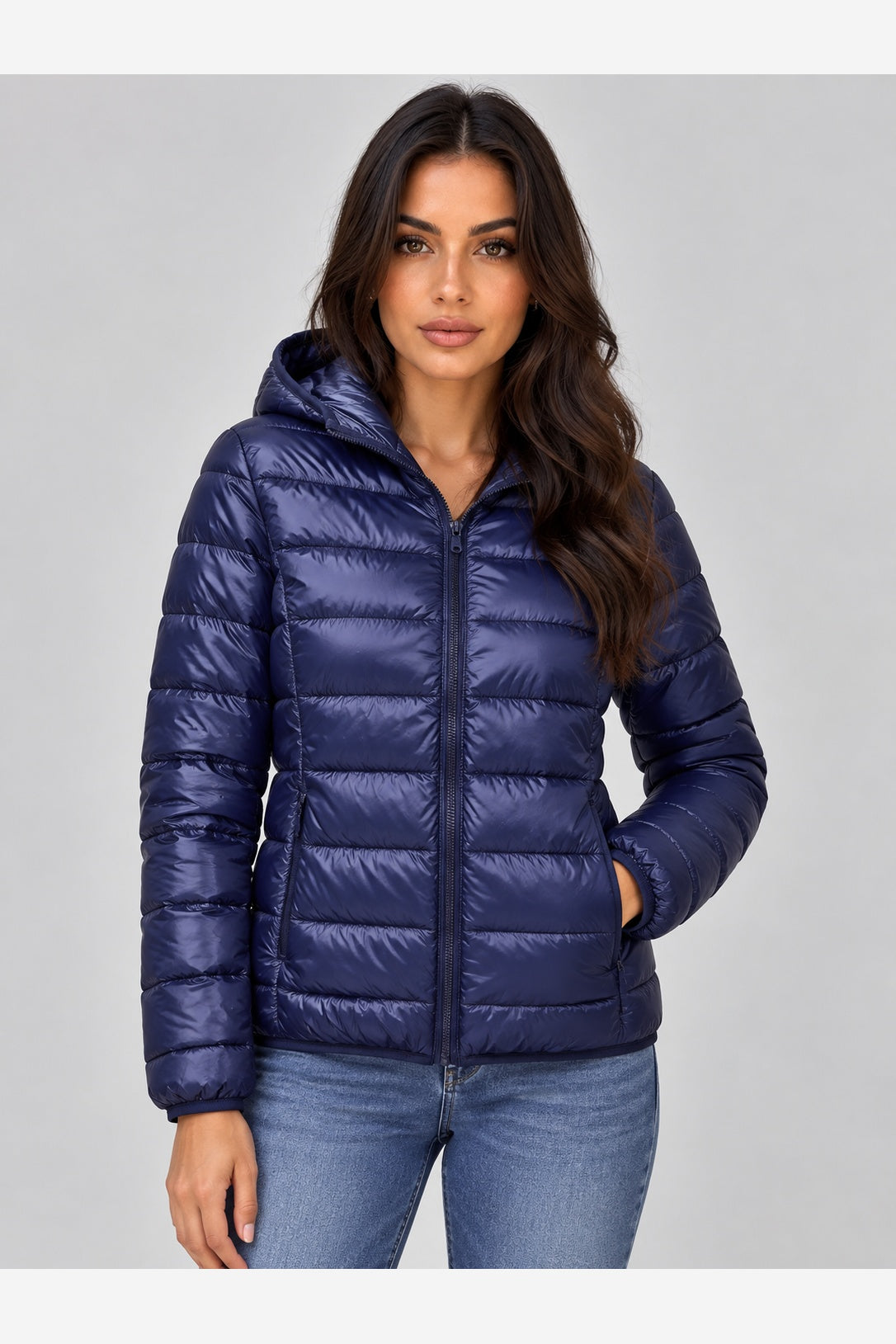 Women's Lightweight Puffer Jacket – Hooded Quilted Design