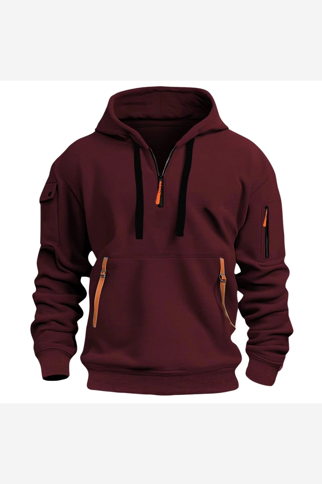 Men's Quarter Zip Hoodie – Burgundy
